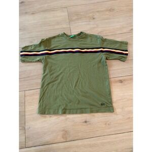 United Colors of Benetton Kids Green Striped Short Sleeve T-Shirt Olive Small